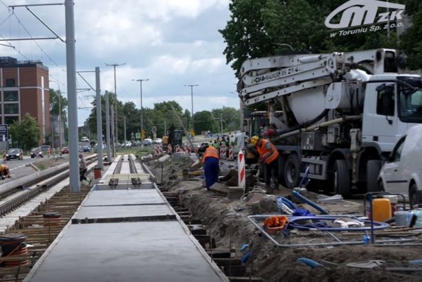 Prace przy modernizacji torowiska na ul. Kościuszki w Toruniu