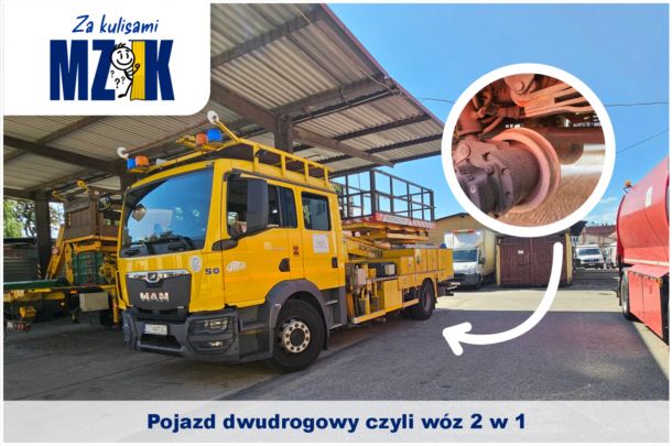 Grafika za kulisami z pojazdem dwudrogowym