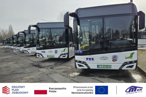 Białe autobusy elektryczne MZK w Toruniu